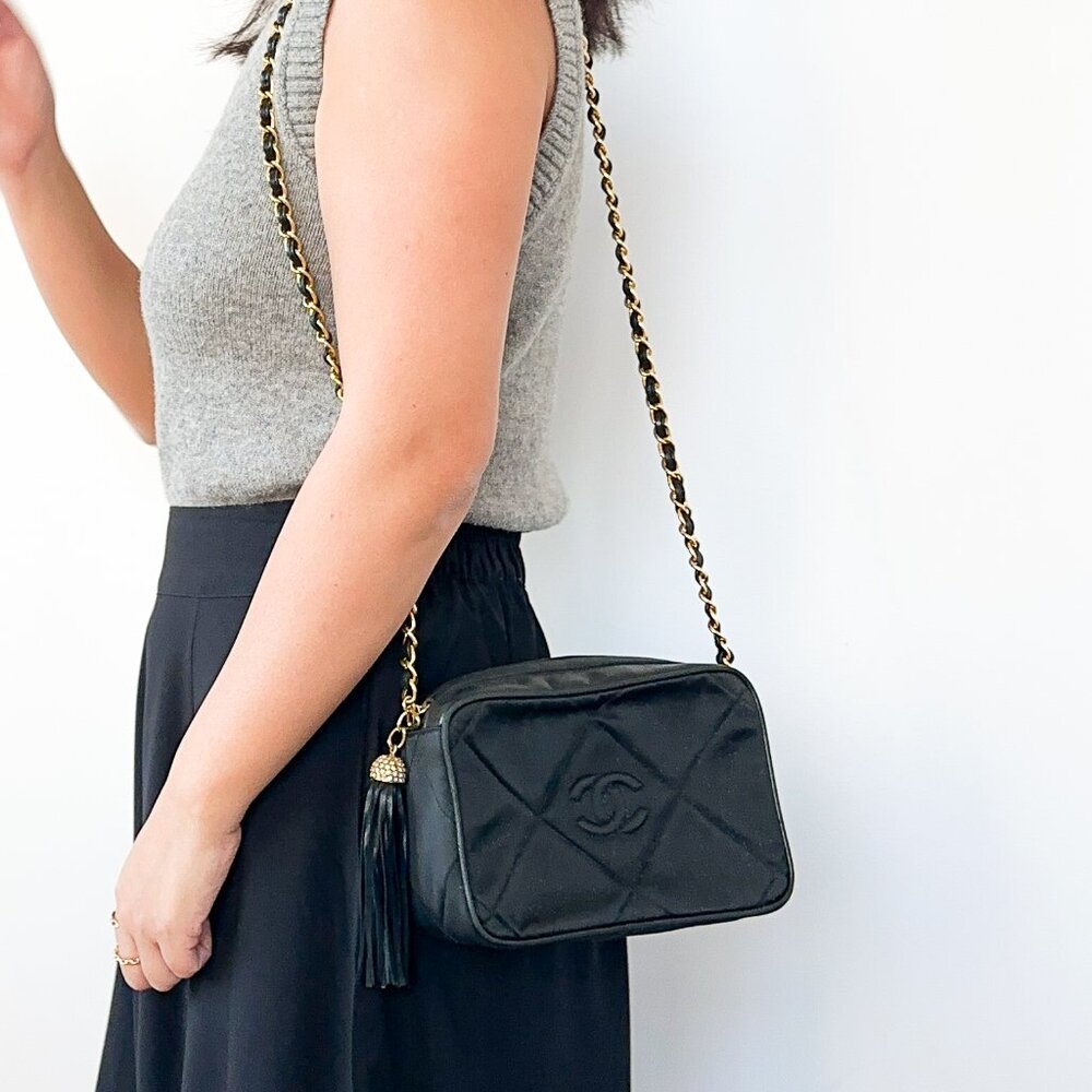Chanel Black Satin Tassel Bag - Picture 2 of 14